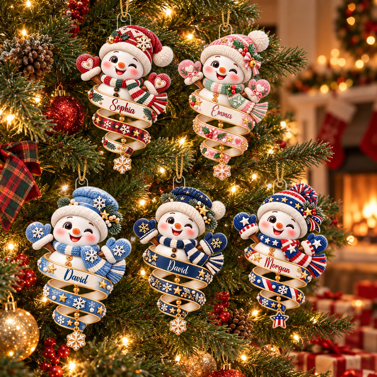 Cute Snowman Grandkids - Custom Acrylic Ornament - CAO_XMAS12 5