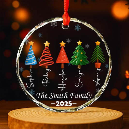 Family Love Forever – Custom Personalized Glass Ornament - INK_4