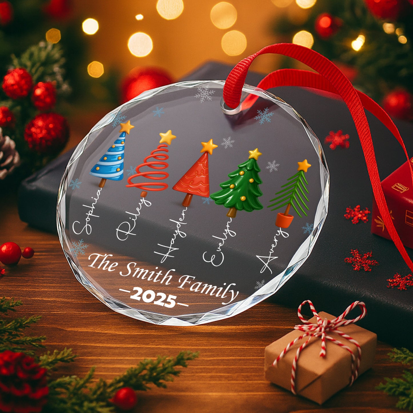 Family Love Forever – Custom Personalized Glass Ornament - INK_4