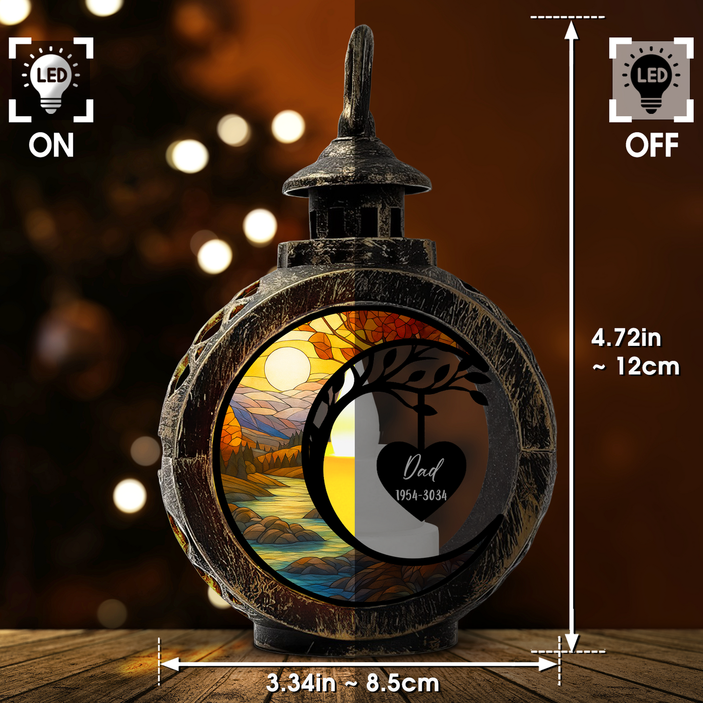 Hearts Together in Heaven - Custom Personalized Lantern - INK_13