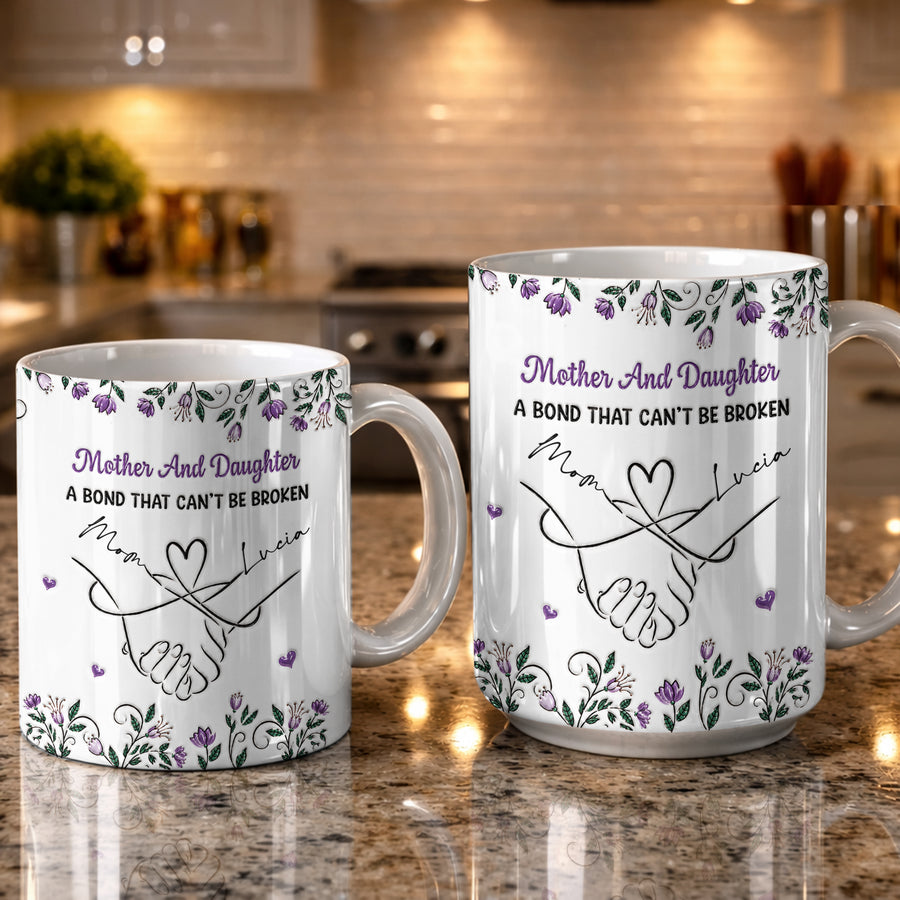 Mother And Daughter Holding Hands Forever - Personalized White Mug - MUG_MOM2 5