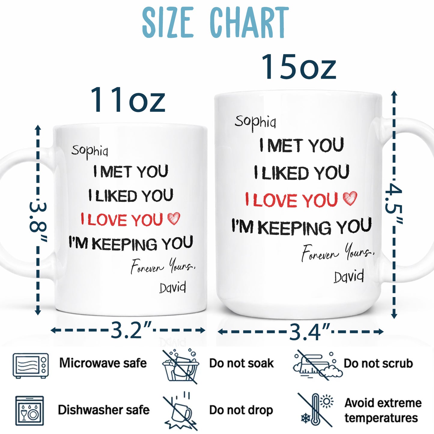 I Met You I Liked You I Love You - Personalized White Mug - INK_0053