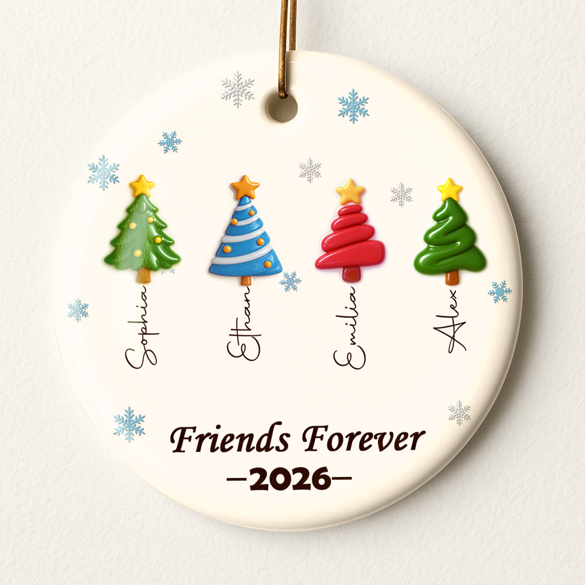 Best Friends Christmas Trees - Personalized Round Ceramic Ornament - RCO_XMAS1 9