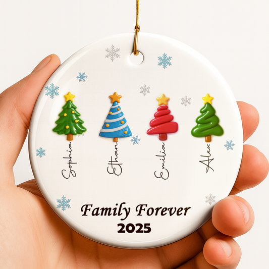 Forever Friends Tree Names Siblings Name Tree of Forever Love - Custom Personalized Ceramic Ornament - INK_8