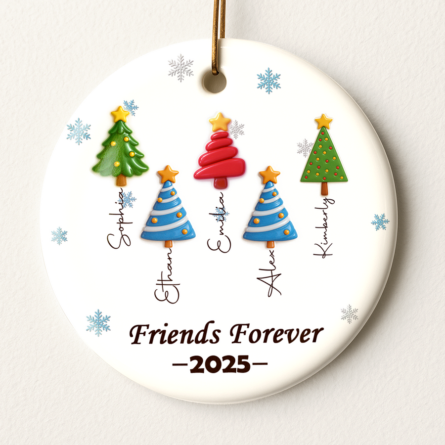 Forever Friends Tree Names Siblings Name Tree of Forever Love - Custom Personalized Ceramic Ornament - INK_8