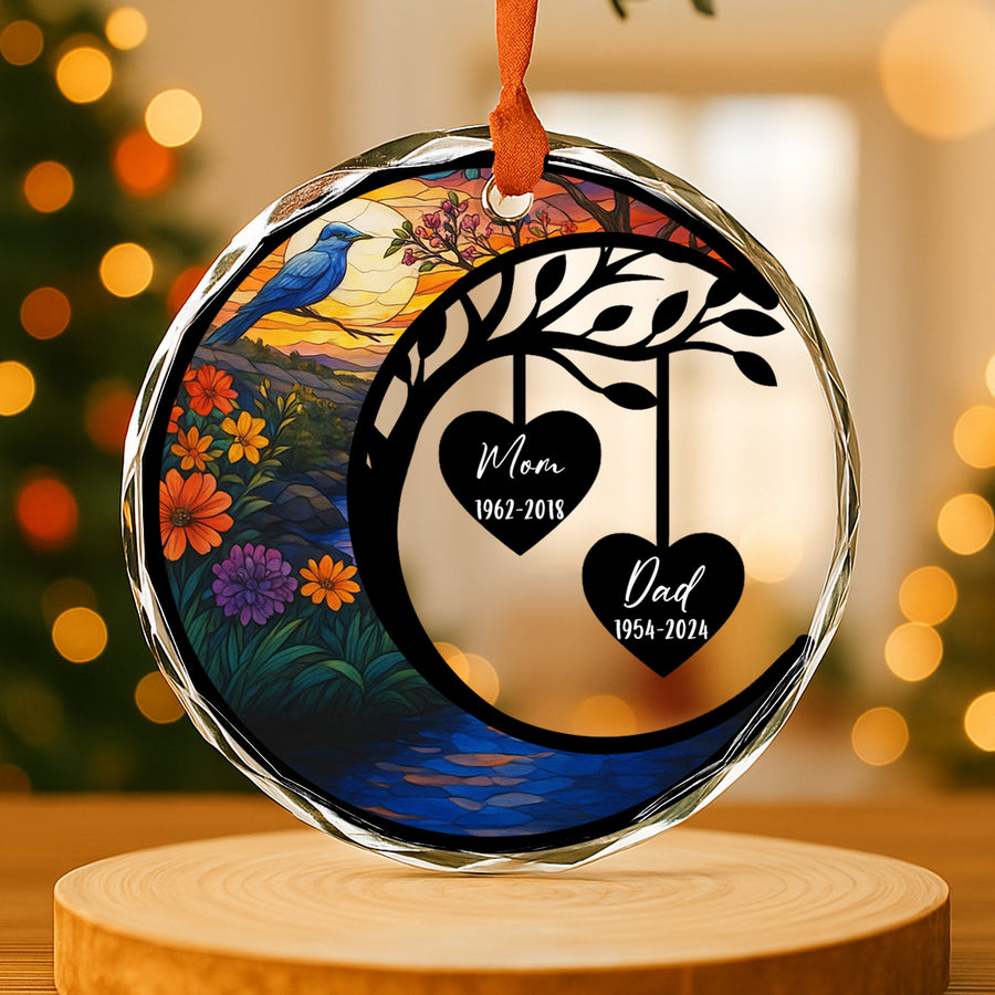 Loved Ones in Heaven - Personalized Round Glass Ornament - RGO MEM2 MK1