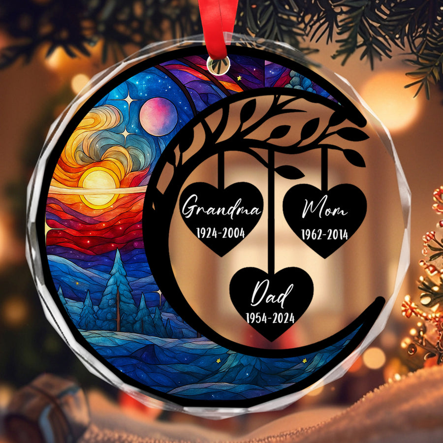 Loved Ones in Heaven - Personalized Round Glass Ornament - RGO MEM2 MK2