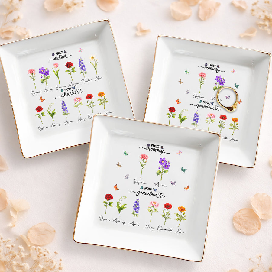 To My Grandma – First Mom, Now Grandma - Personalized Square Ceramic Dish - SCD_GM1 - SCD GM1 MK3