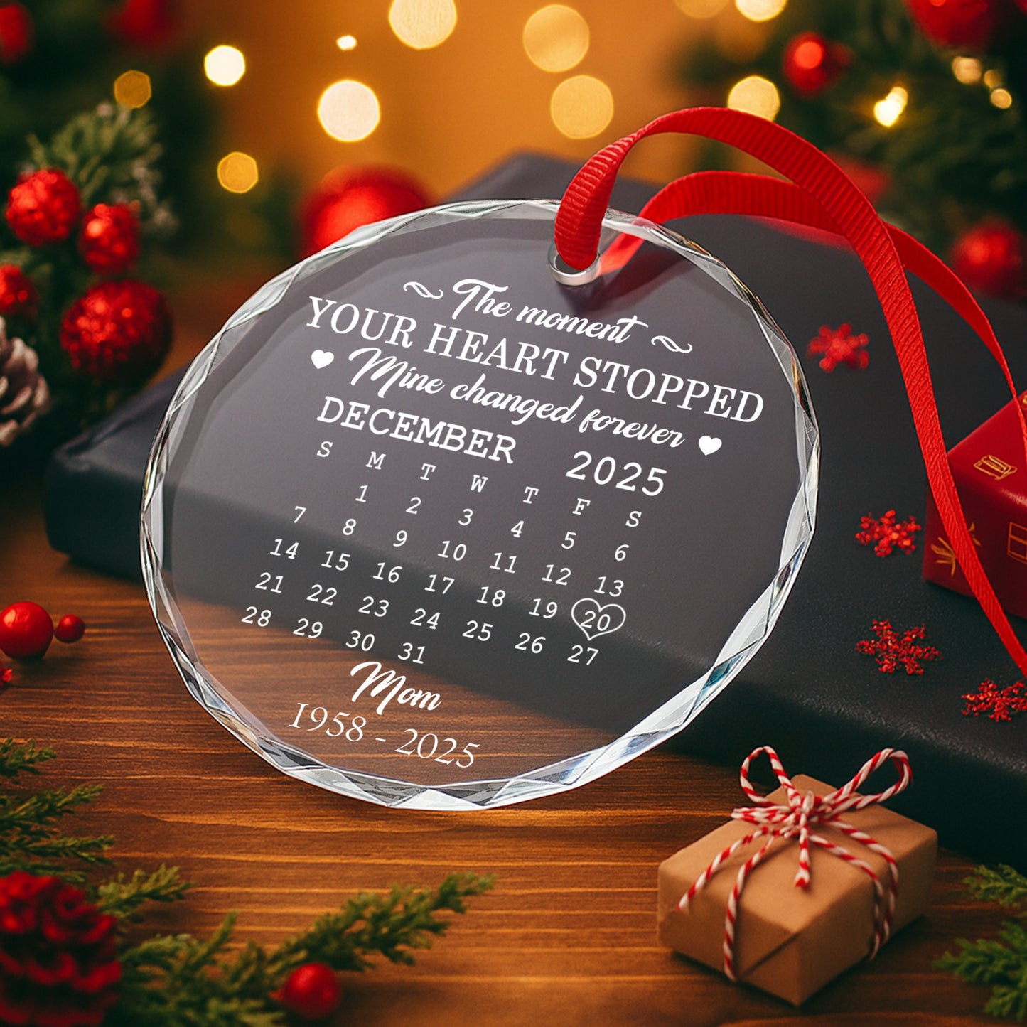 The Moment My Heart Changed Forever - Custom Personalized Glass Ornament - INK_5