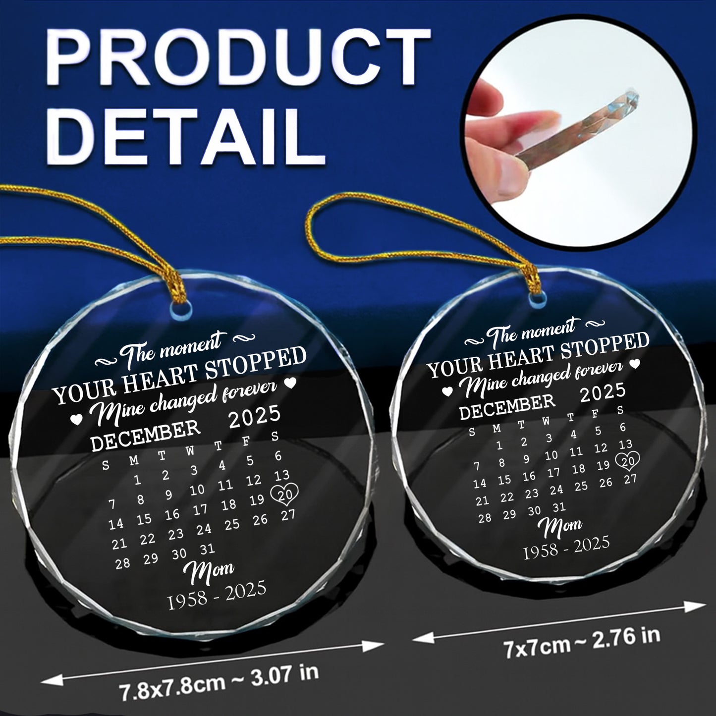 The Moment My Heart Changed Forever - Custom Personalized Glass Ornament - INK_5