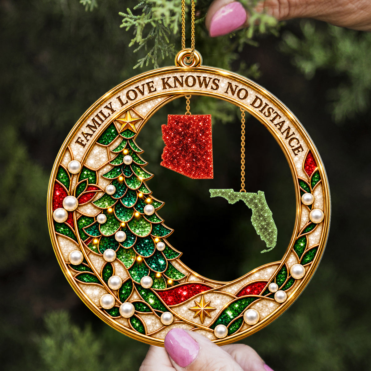 Family Love Connects Across The Miles - Custom Acrylic Ornament - CAO_FAM2 2