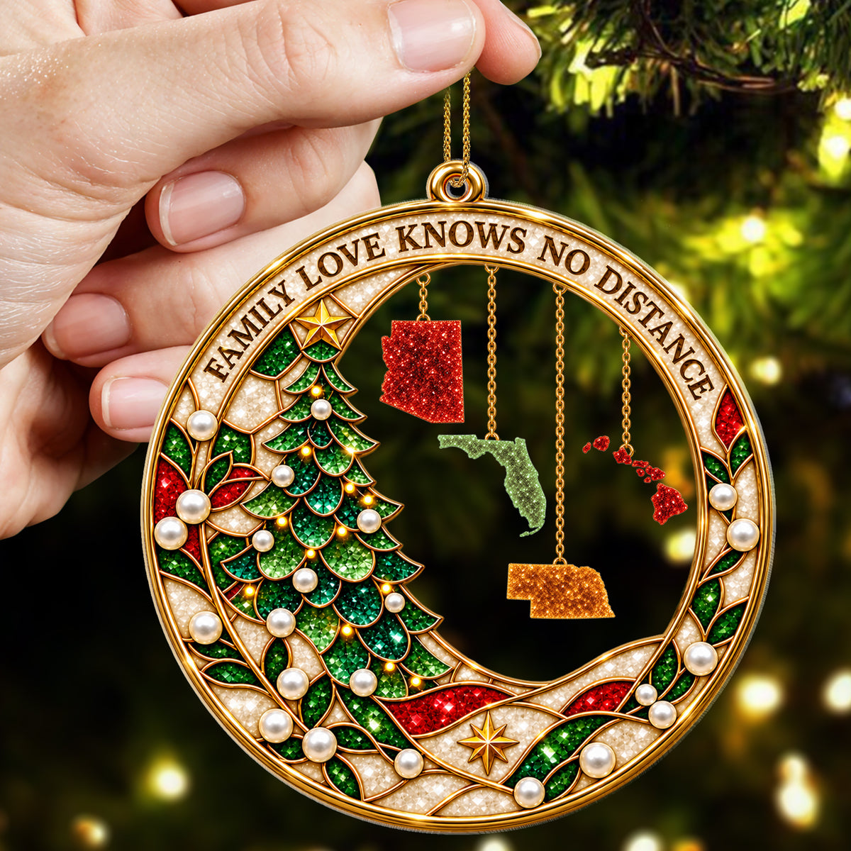 Family Love Connects Across The Miles - Custom Acrylic Ornament - CAO_FAM2 3