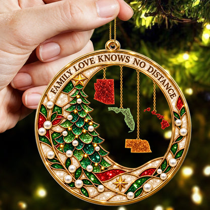 Family Love Connects Across The Miles - Custom Acrylic Ornament - CAO_FAM2 3