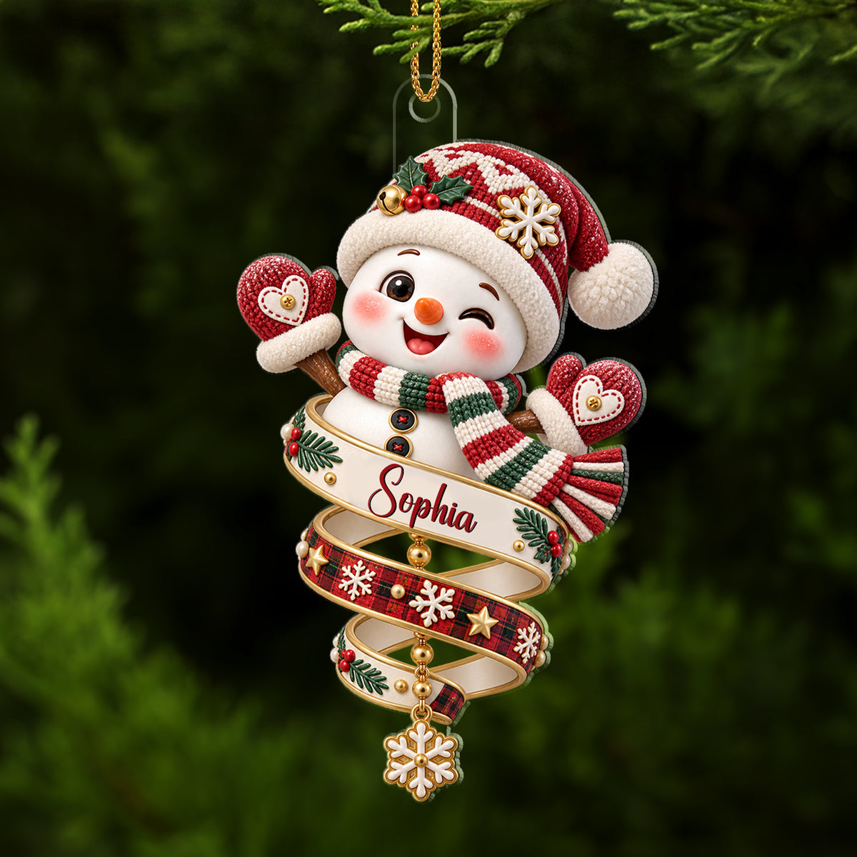 Cute Snowman Grandkids - Custom Acrylic Ornament - CAO_XMAS12 1