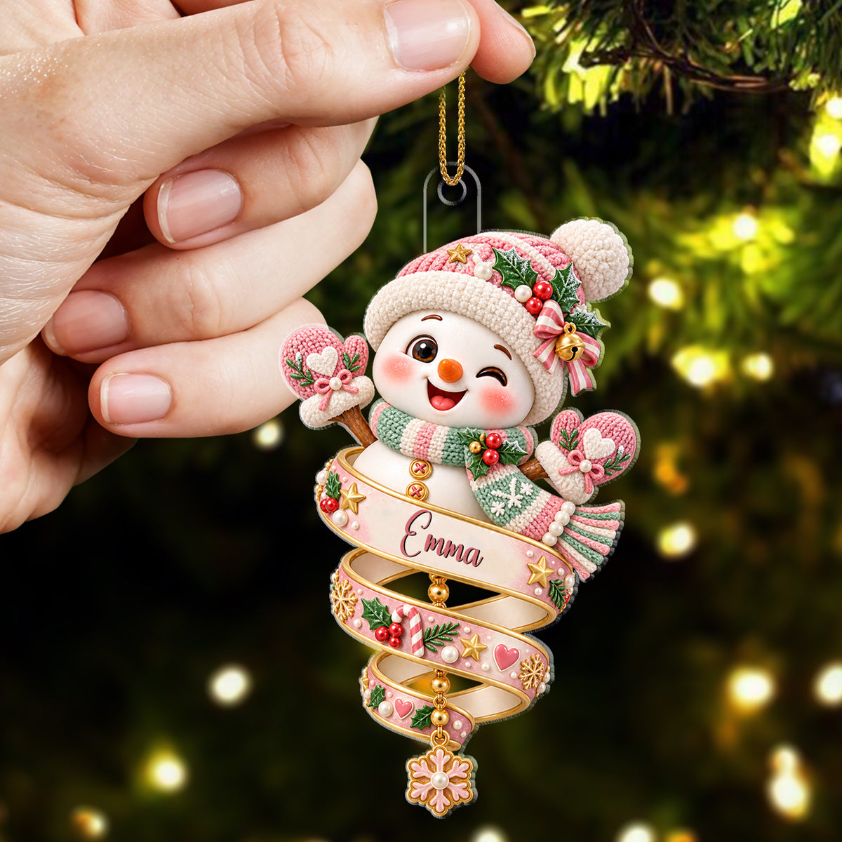 Cute Snowman Grandkids - Custom Acrylic Ornament - CAO_XMAS12 2