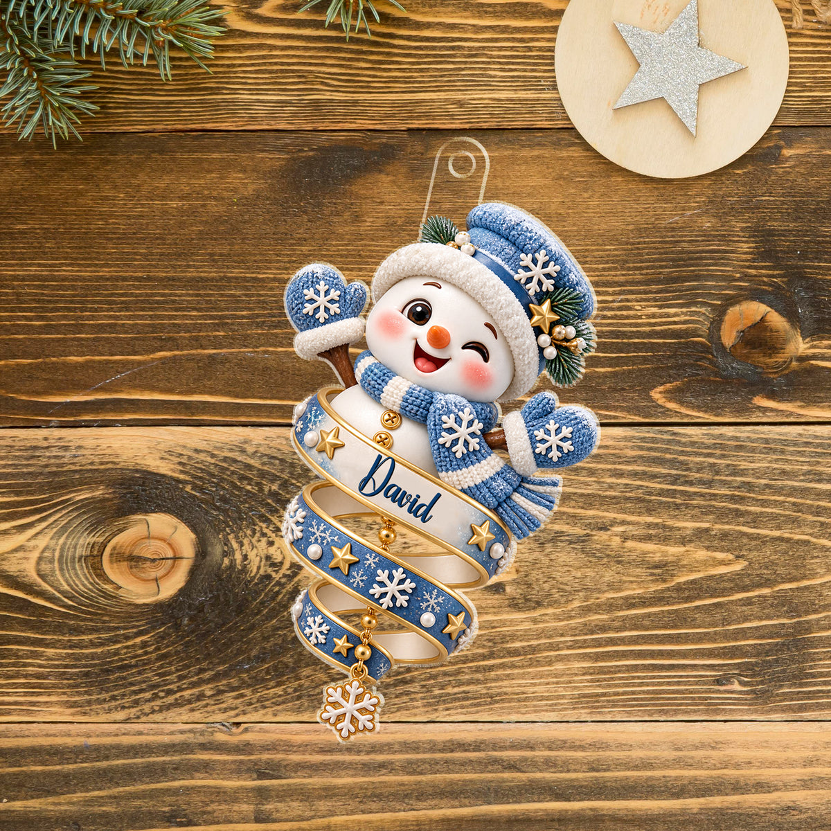 Cute Snowman Grandkids - Custom Acrylic Ornament - CAO_XMAS12 3