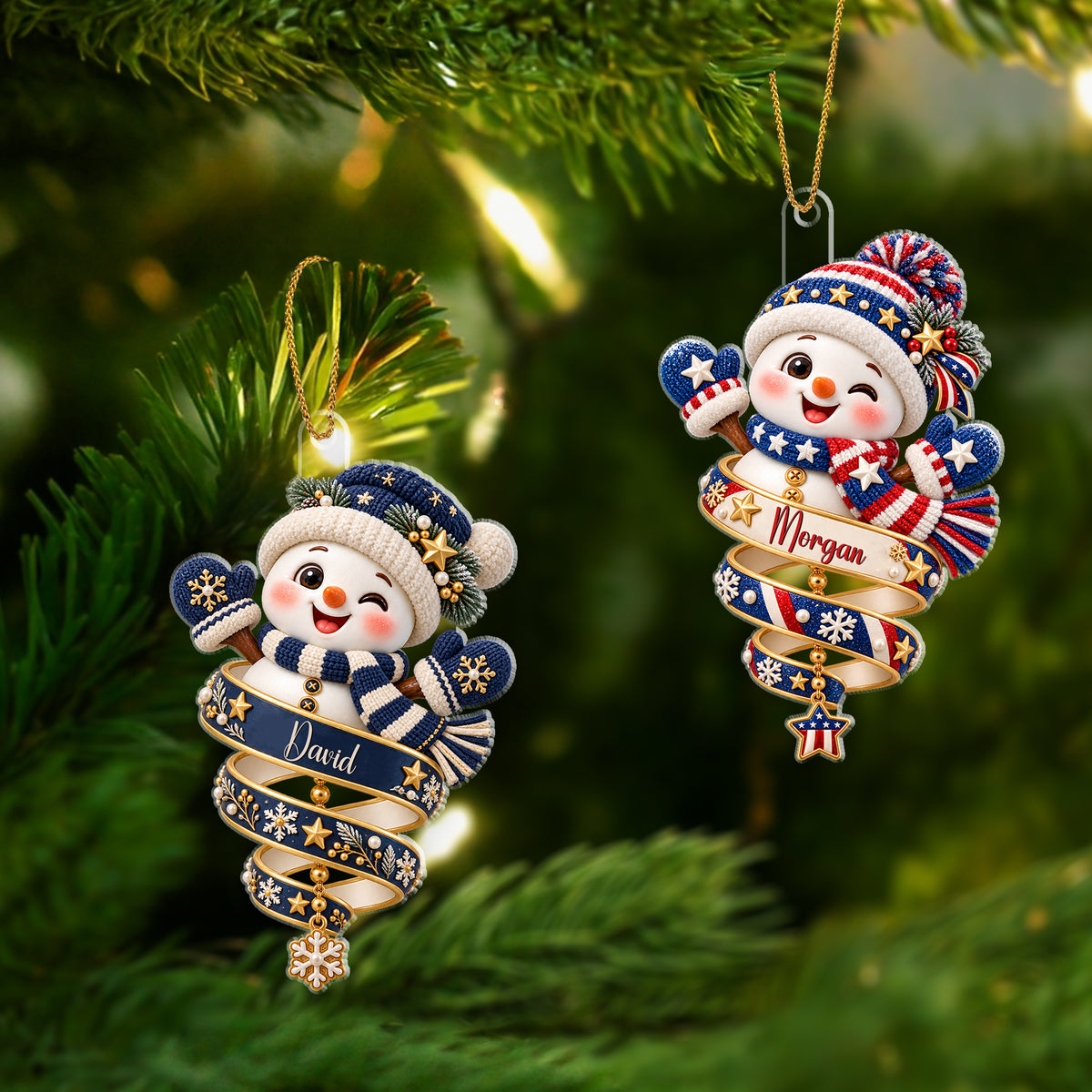 Cute Snowman Grandkids - Custom Acrylic Ornament - CAO_XMAS12 4