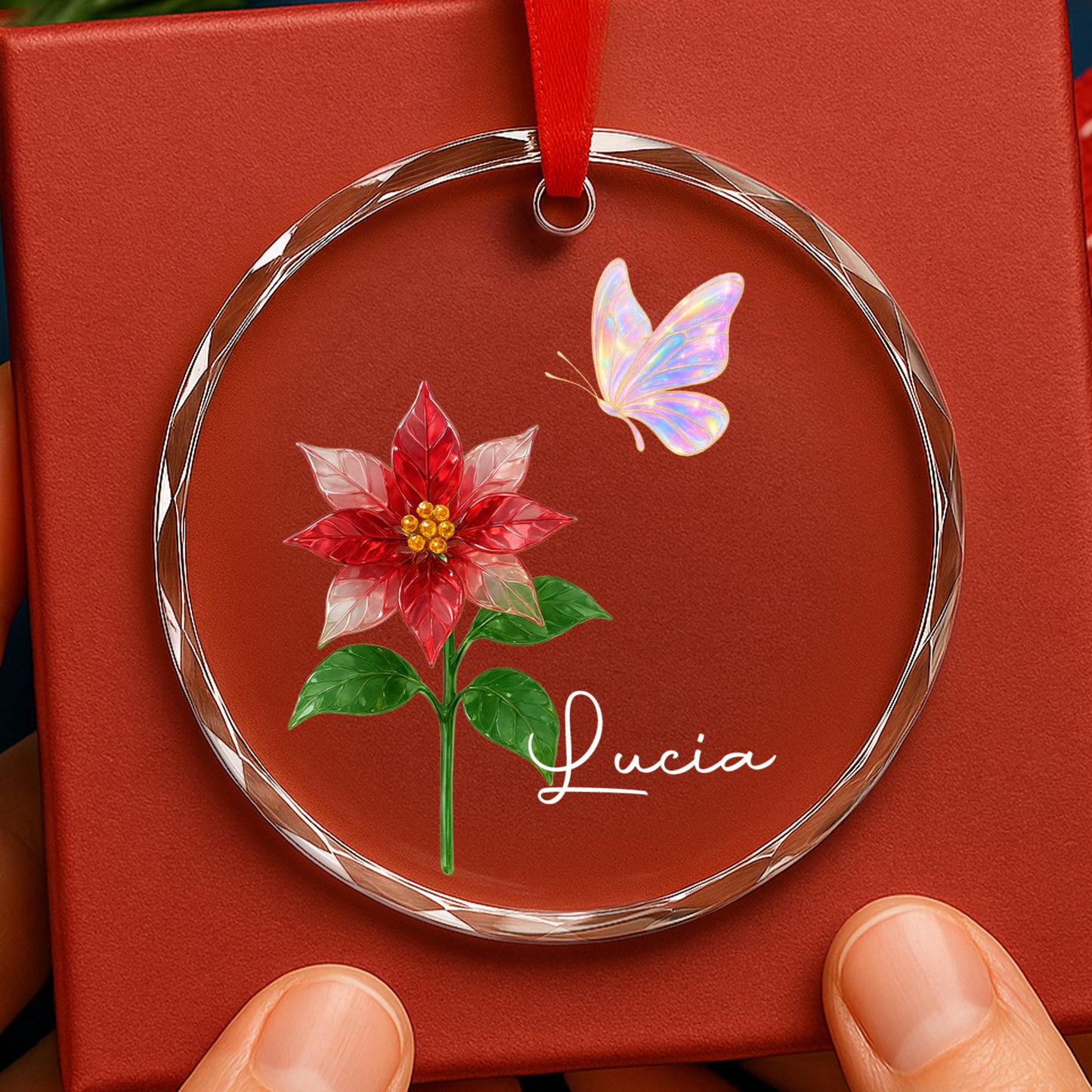 A Blooming Gift for Flower Lovers - Personalized Custom Circle Glass Ornament - INK_3