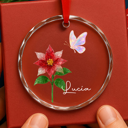 A Blooming Gift for Flower Lovers - Personalized Custom Circle Glass Ornament - INK_3