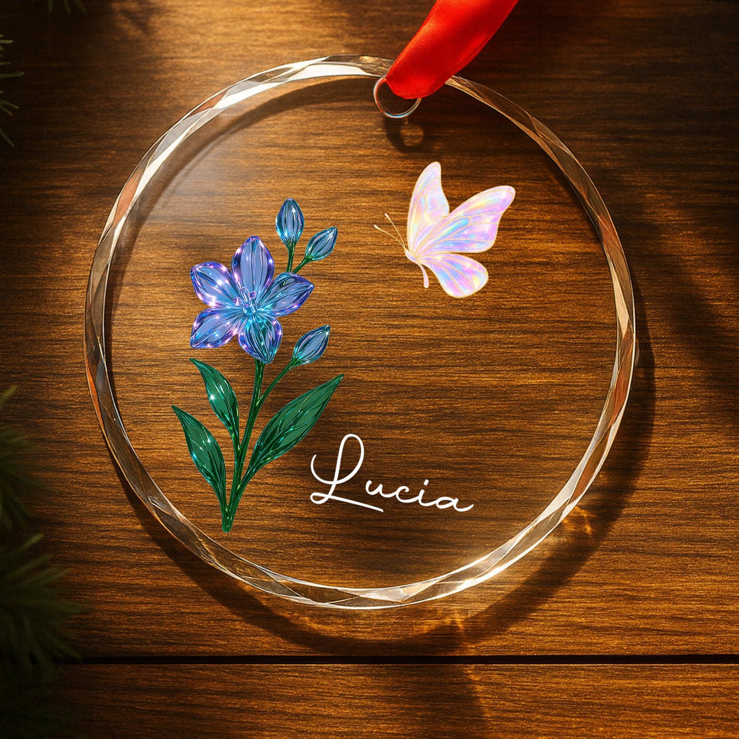 A Blooming Gift for Flower Lovers - Personalized Custom Circle Glass Ornament - INK_3
