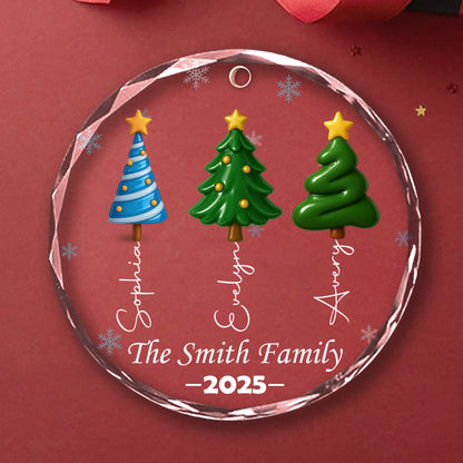 Family Love Forever – Custom Personalized Glass Ornament - INK_4