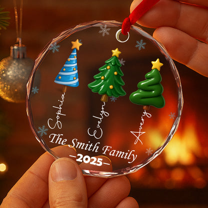 Family Love Forever – Custom Personalized Glass Ornament - INK_4