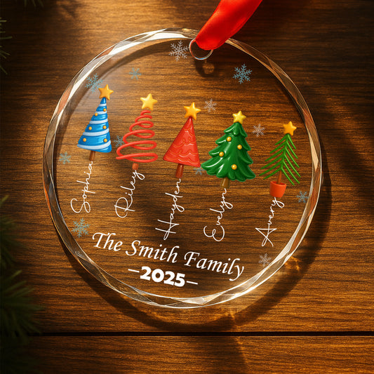 Family Love Forever – Custom Personalized Glass Ornament - INK_4