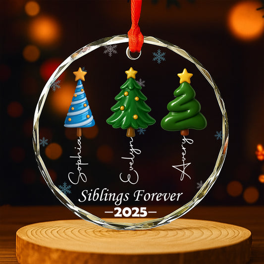 Our Family Bond Is Forever – Custom Personalized Glass Ornament - INK_18