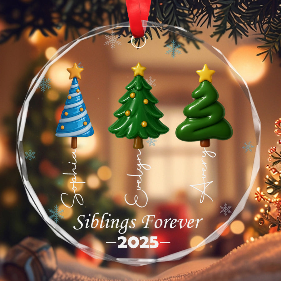 Our Family Bond Is Forever – Custom Personalized Glass Ornament - INK_18