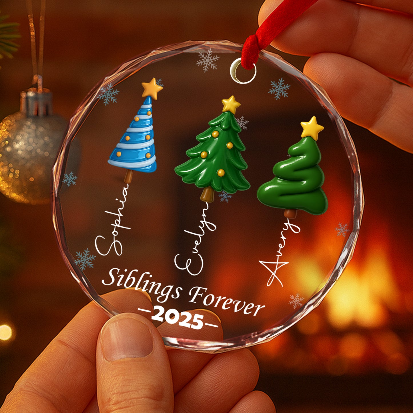 Our Family Bond Is Forever – Custom Personalized Glass Ornament - INK_18