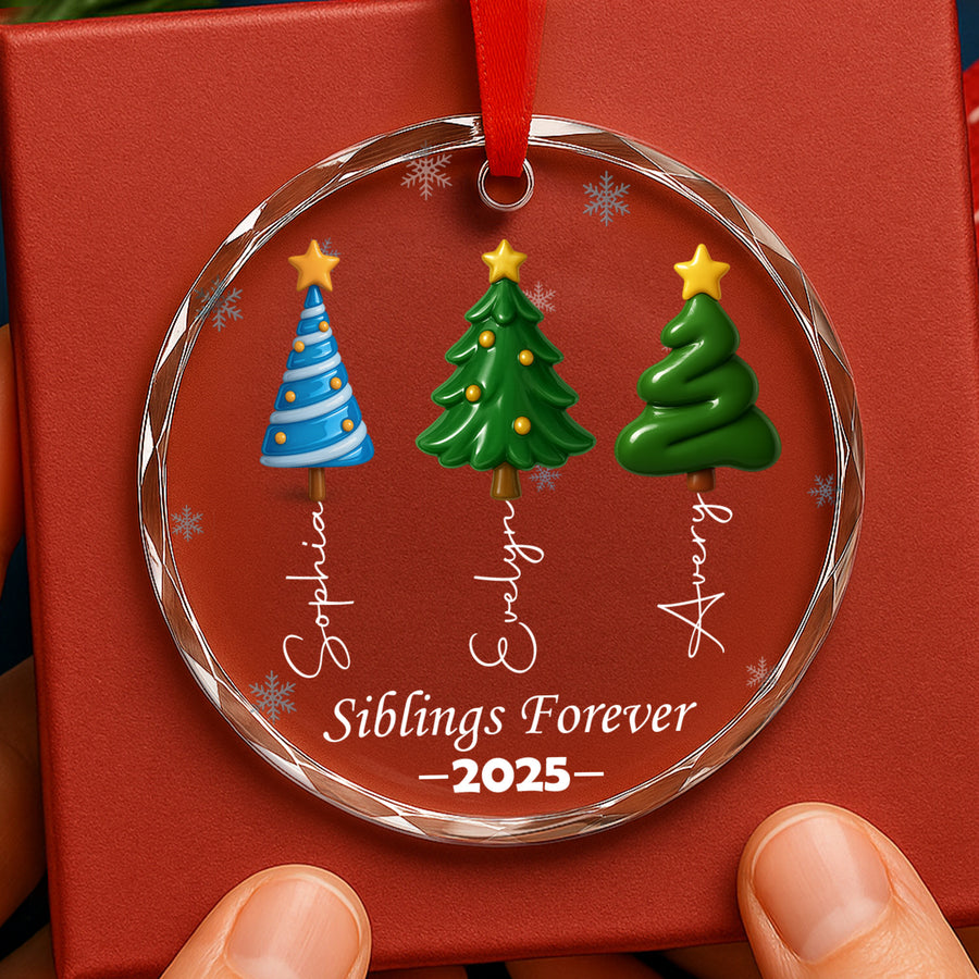 Our Family Bond Is Forever – Custom Personalized Glass Ornament - INK_18