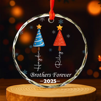 Brothers Bond Forever – Personalized Custom Glass Ornament - INK_25