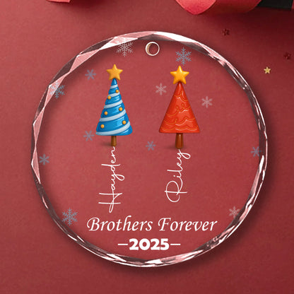 Brothers Bond Forever – Personalized Custom Glass Ornament - INK_25