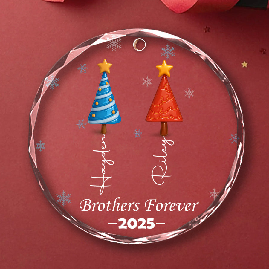 Brothers Bond Forever – Personalized Custom Glass Ornament - INK_25