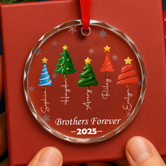 Brothers Bond Forever – Personalized Custom Glass Ornament - INK_25