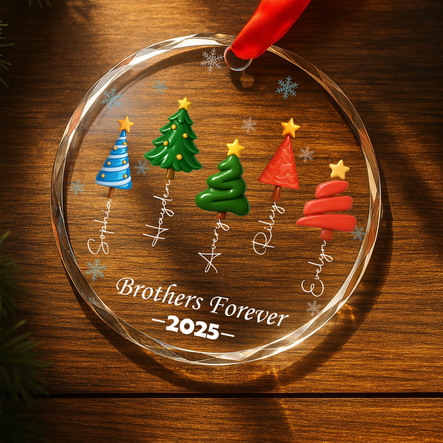 Brothers Bond Forever – Personalized Custom Glass Ornament - INK_25