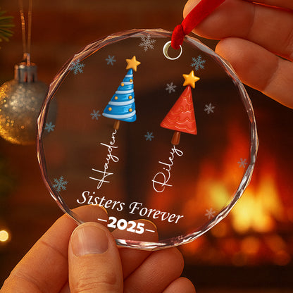 Sisters Tree of Love – Custom Personalized Glass Ornament - INK_24