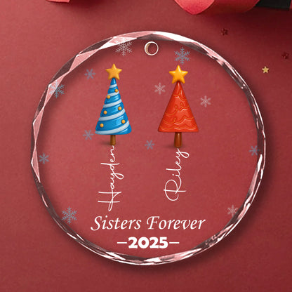 Sisters Tree of Love – Custom Personalized Glass Ornament - INK_24