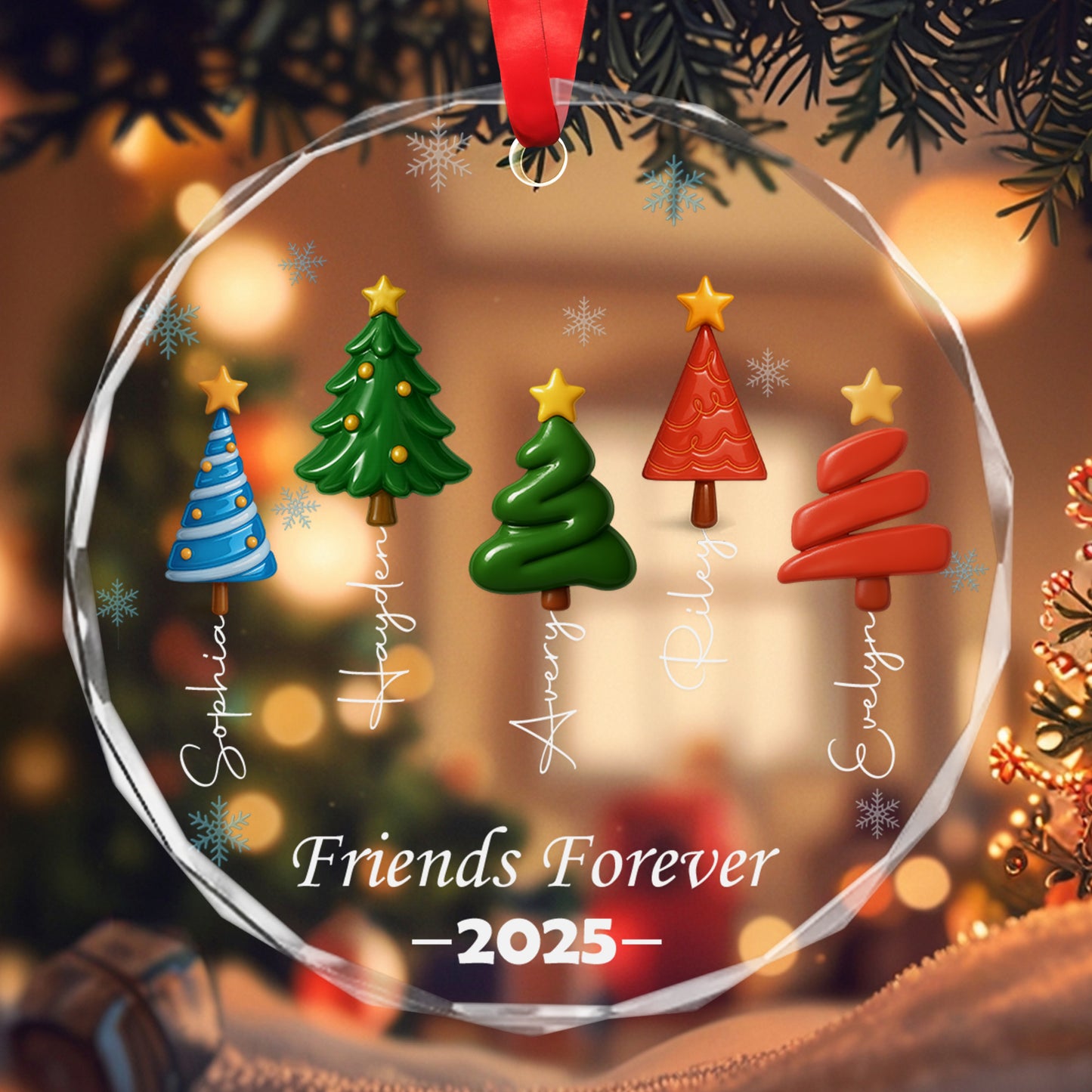 Forever Friends – Custom Personalized Glass Ornament - INK_17
