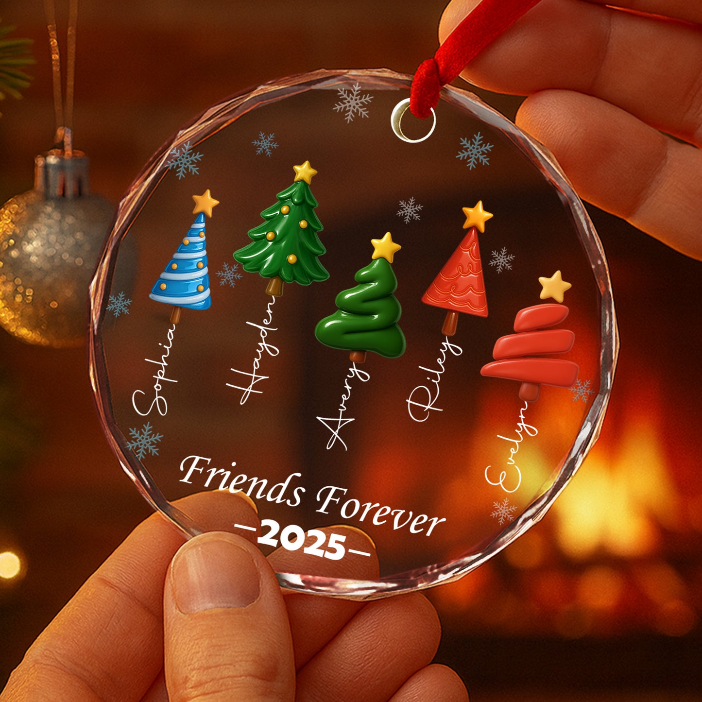 Forever Friends – Custom Personalized Glass Ornament - INK_17