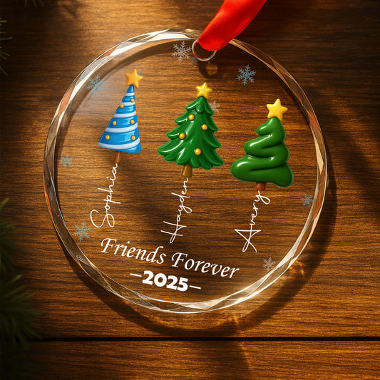 Forever Friends – Custom Personalized Glass Ornament - INK_17