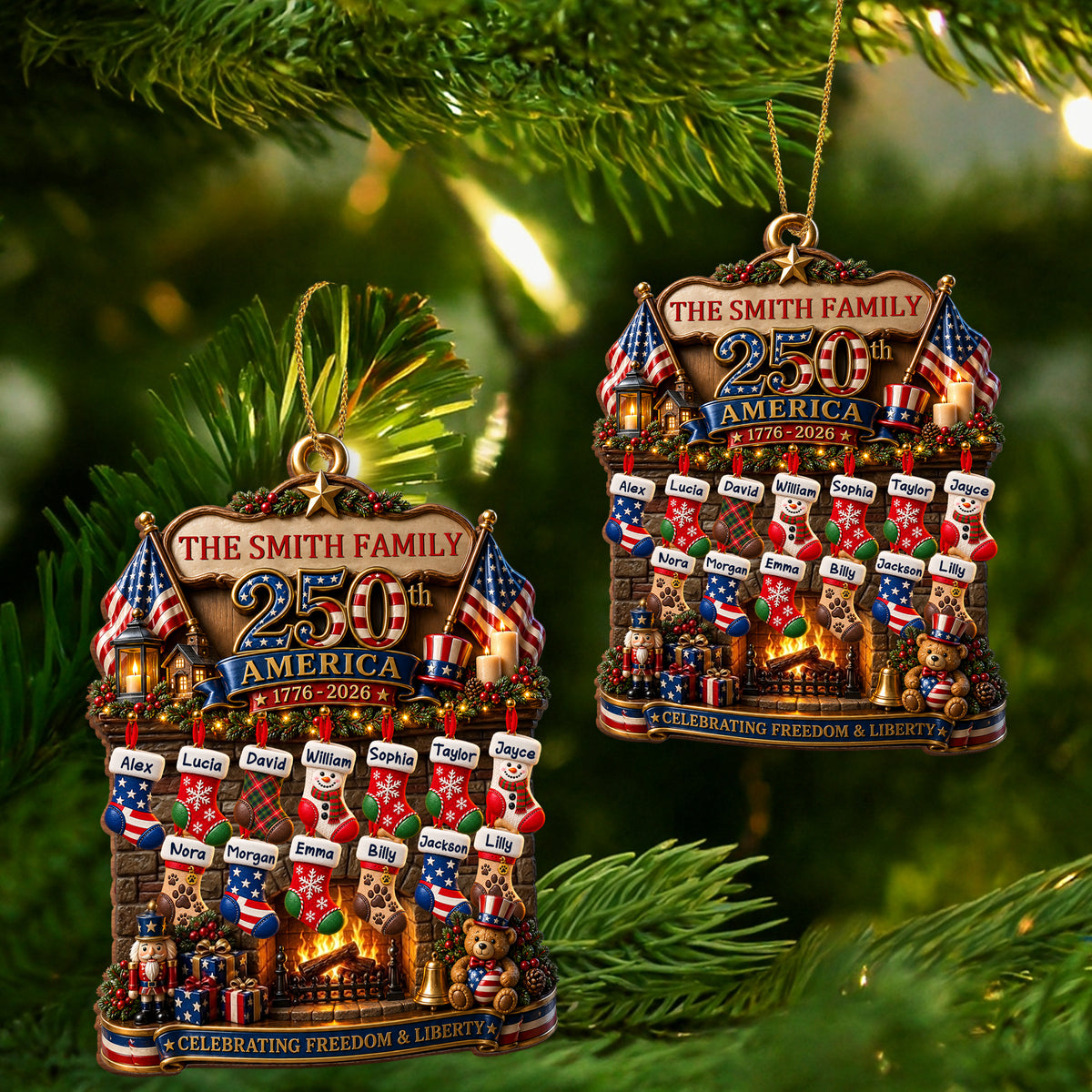 American Family 250th Independence Celebration - Custom Wood Ornament - CWO_XMAS3 6