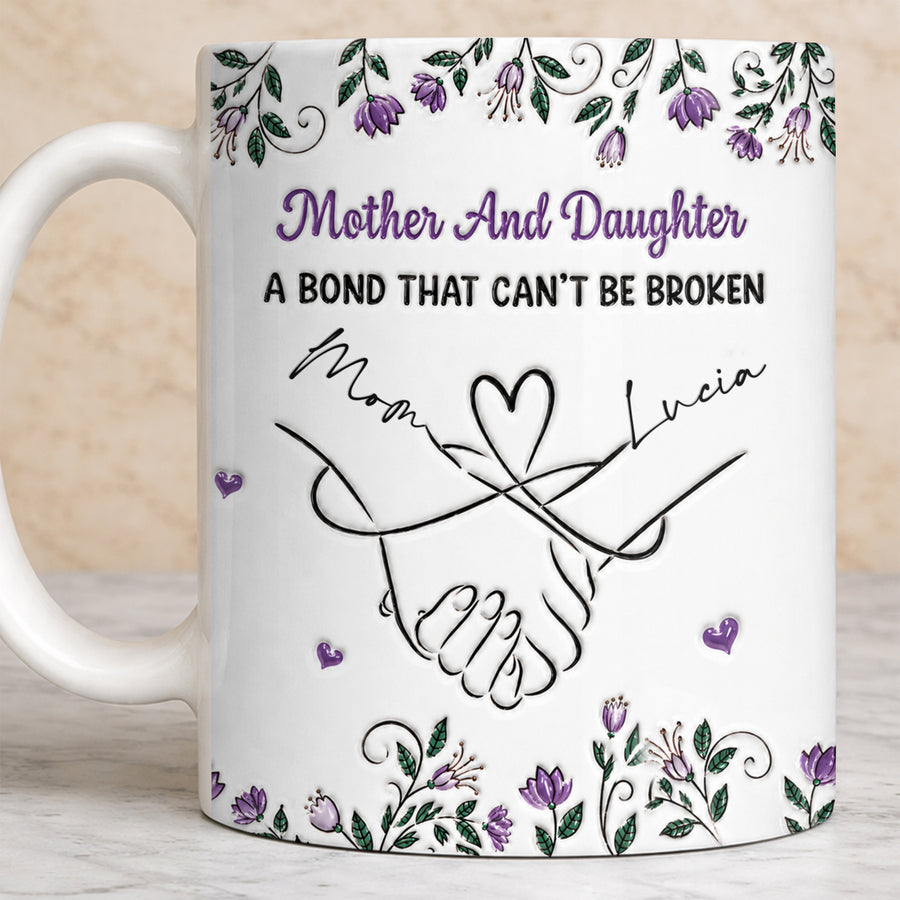 Mother And Daughter Holding Hands Forever - Personalized White Mug - MUG_MOM2 1