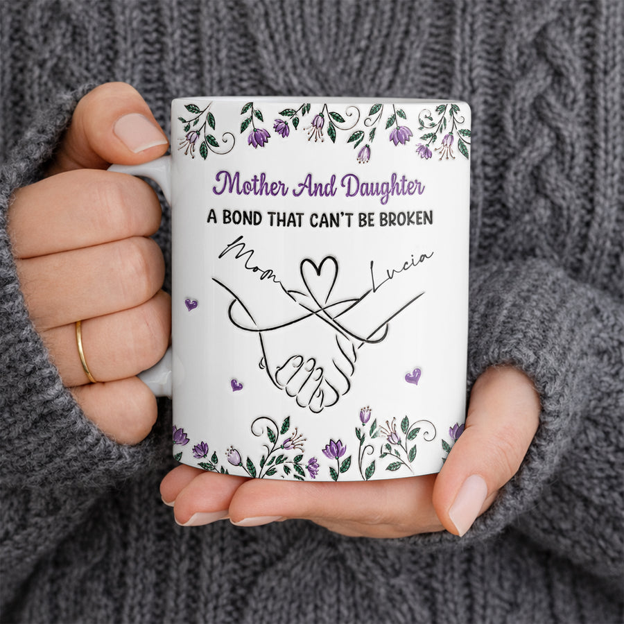 Mother And Daughter Holding Hands Forever - Personalized White Mug - MUG_MOM2 2