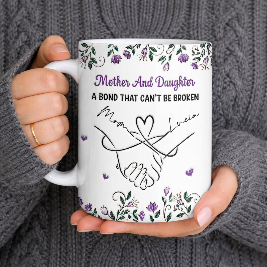 Mother And Daughter Holding Hands Forever - Personalized White Mug - MUG_MOM2 3