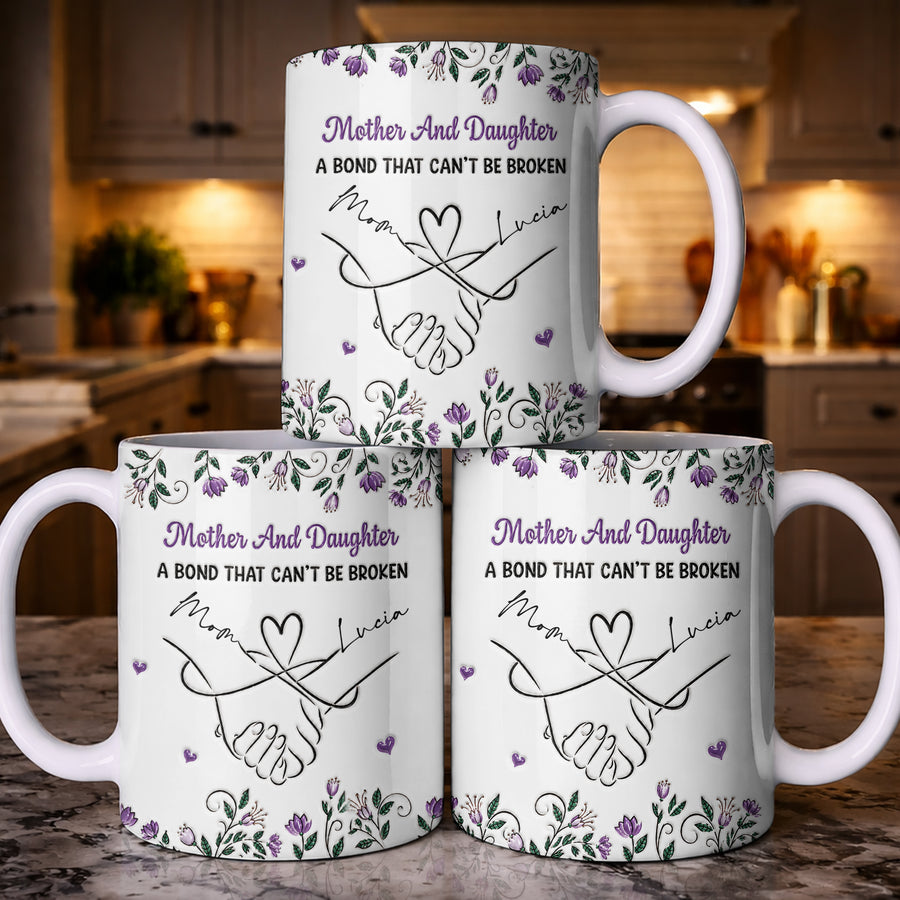 Mother And Daughter Holding Hands Forever - Personalized White Mug - MUG_MOM2 4