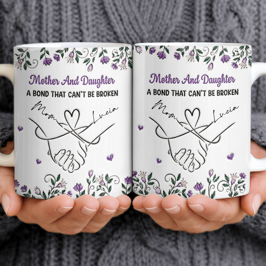 Mother And Daughter Holding Hands Forever - Personalized White Mug - MUG_MOM2 6