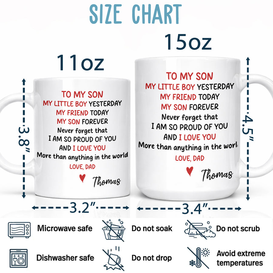 To My Son – Personalized Custom Name Mug - Personalized White Mug - MUG_SON1 - MK 7 Size Chart