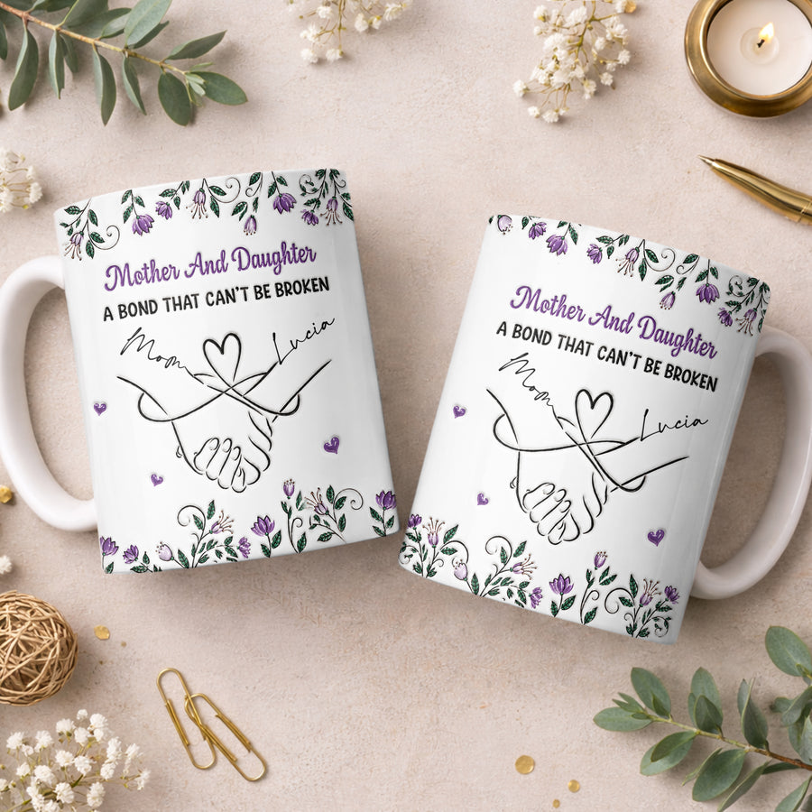 Mother And Daughter Holding Hands Forever - Personalized White Mug - MUG_MOM2 7