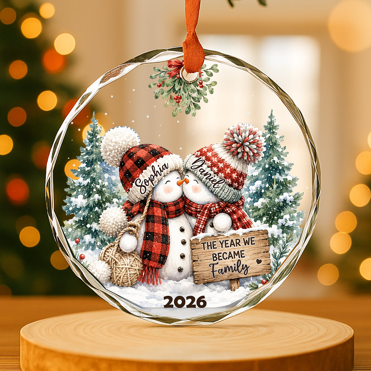 Our Love Story Begins - Personalized Round Glass Ornament - RGO_COU2 5